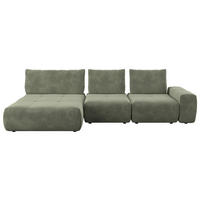 ECKSOFA in Velours Olivgrün  - Schwarz/Olivgrün, Design, Kunststoff/Textil (174/347cm) - Xora