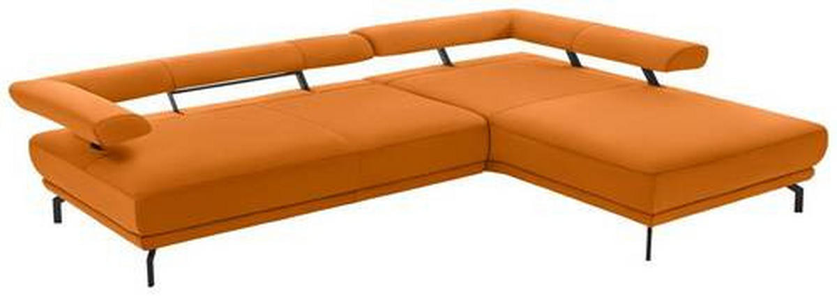 ECKSOFA in Echtleder Orange  - Schwarz/Orange, Design, Leder/Metall (305/224cm) - Dieter Knoll