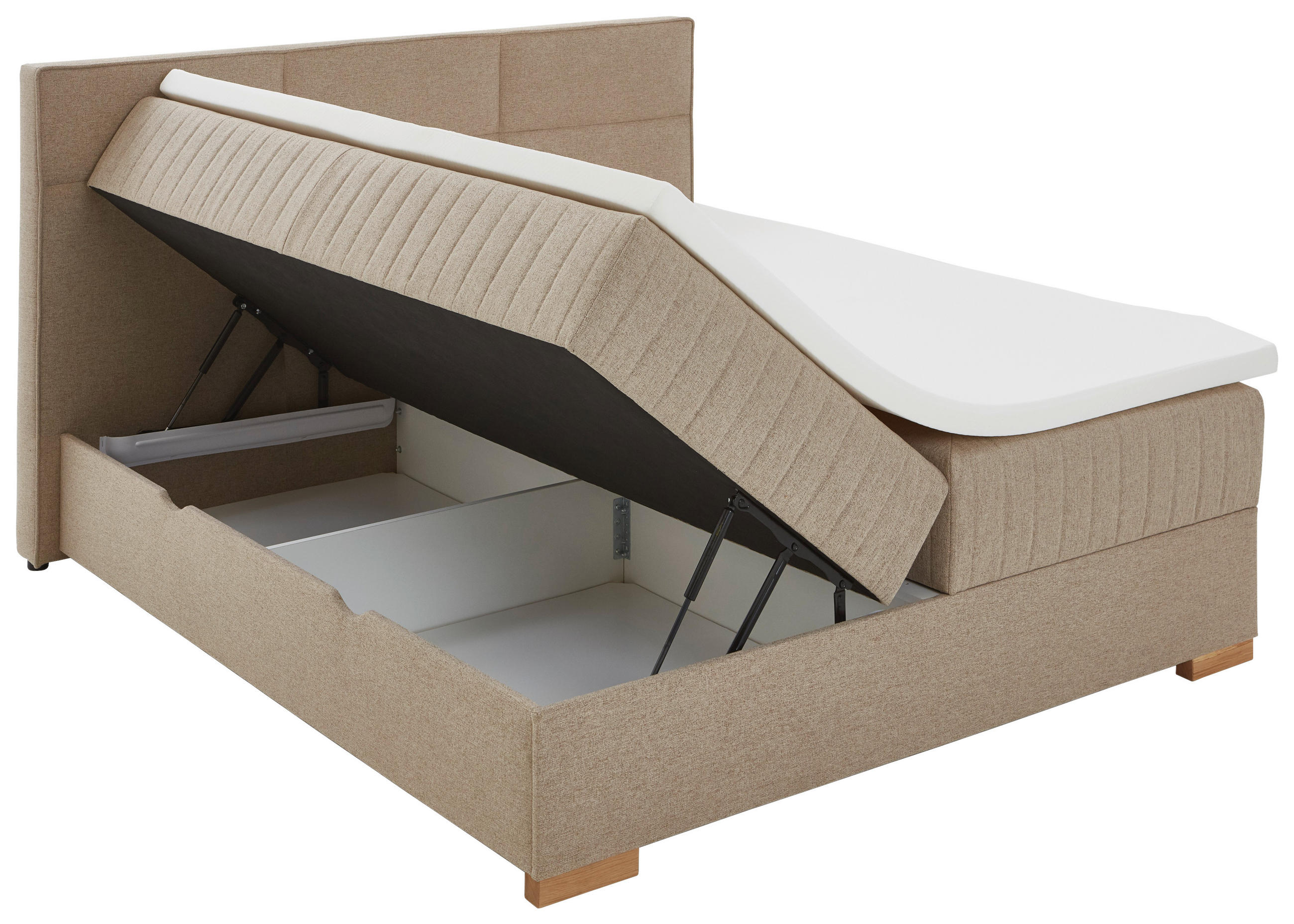 BOXSPRINGBETT 180/200 cm  in Taupe  - Taupe/Eichefarben, KONVENTIONELL, Holz/Textil (180/200cm) - Boxxx