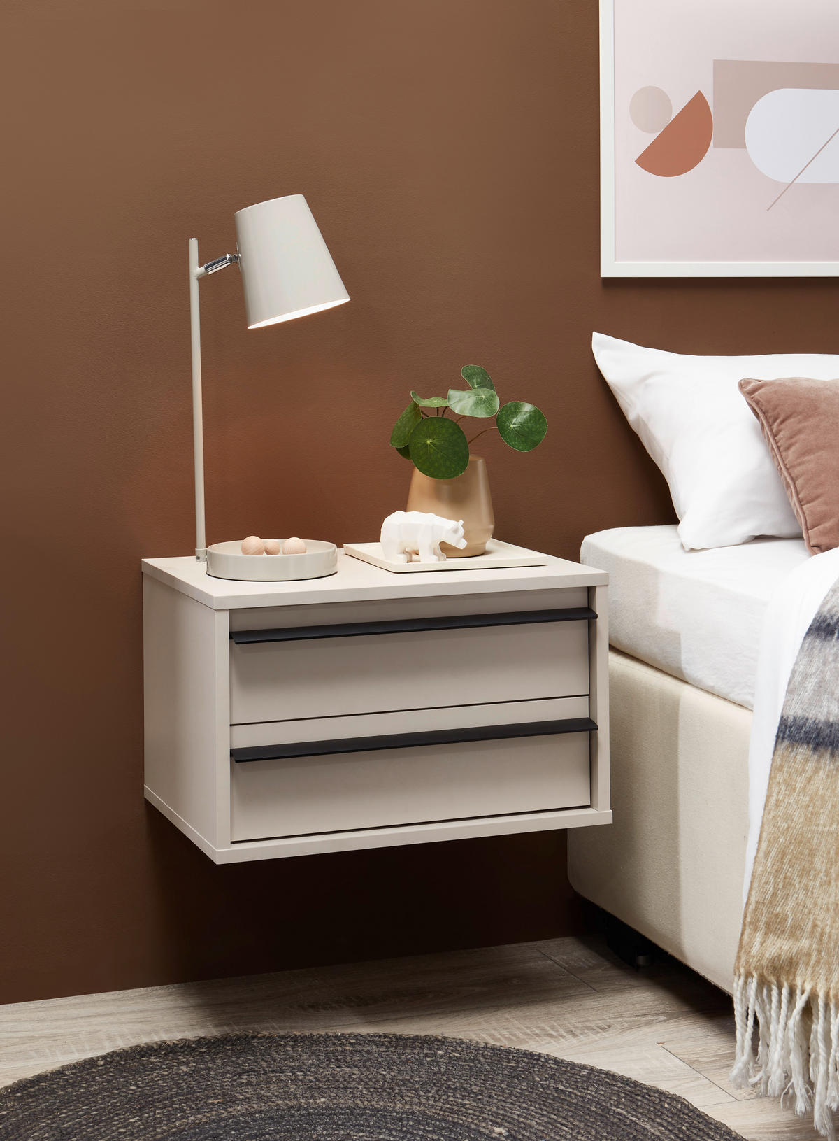 NACHTSCHRANK 50/31/34 cm  - Kaschmir/Schwarz, KONVENTIONELL, Holzwerkstoff/Metall (50/31/34cm) - Chameo