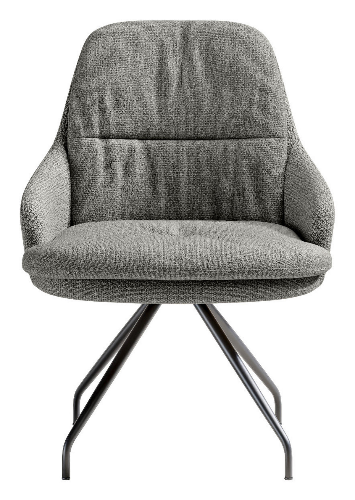 ARMLEHNSTUHL  Beinauswahl, Sitzfläche 360° drehbar, Stoff-/Lederauswahl Flachgewebe  Graublau  - Graublau/Schwarz, Design, Textil/Metall (60/86/66cm) - Dieter Knoll