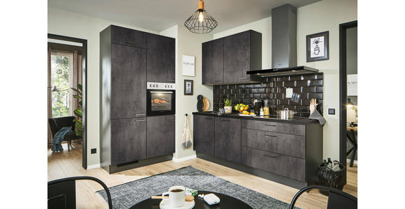 ECKKÜCHE 120/220 cm  in Graphitfarben, Schwarz  - Schwarz/Graphitfarben, Design, Holzwerkstoff/Metall (120/220cm) - Xora