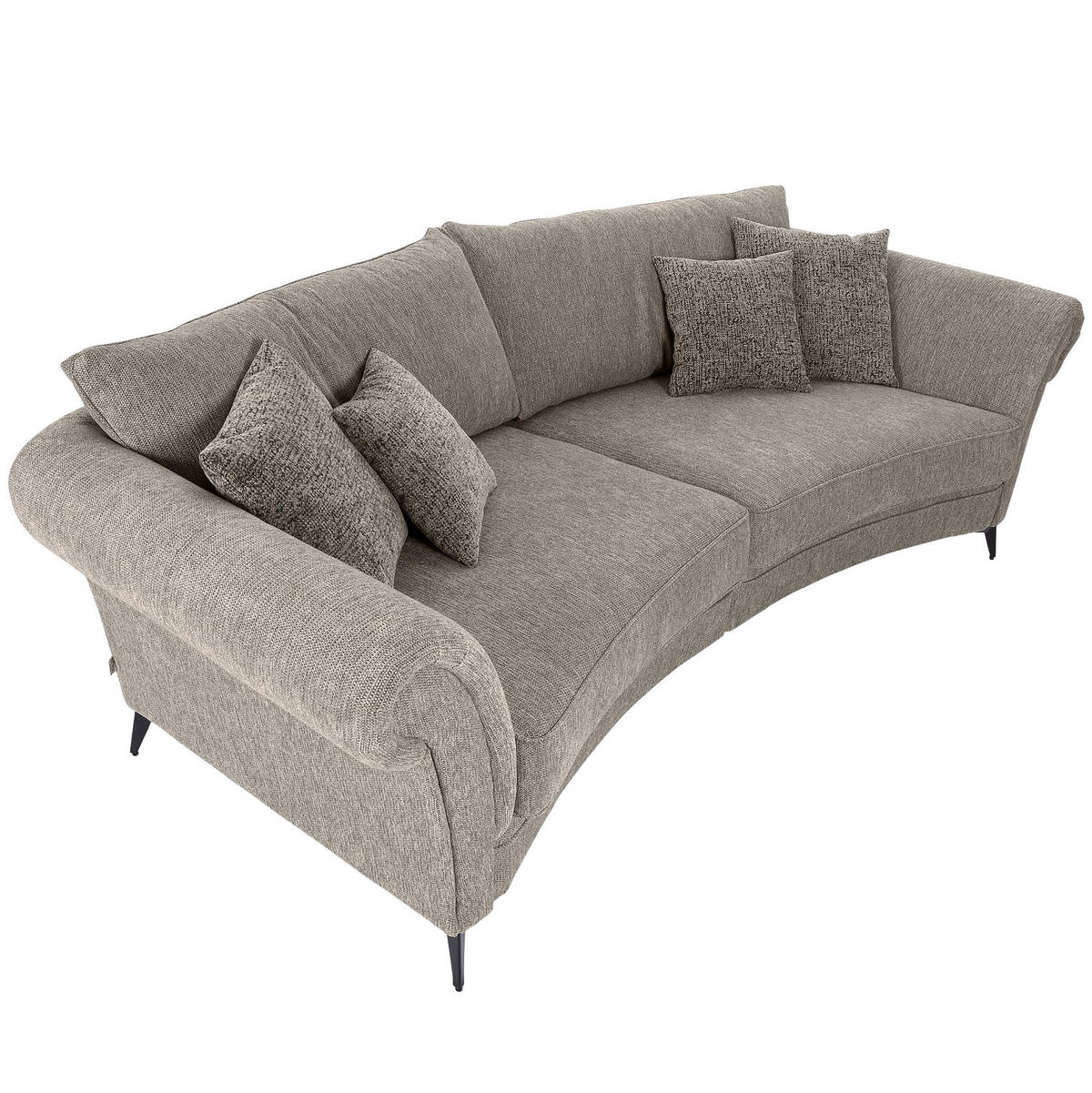 MEGASOFA Chenille Graubraun  - Graubraun/Schwarz, ROMANTIK / LANDHAUS, Textil/Metall (273/50/79/125cm) - Landscape