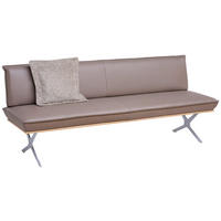 SITZBANK 214/88/66 cm  in Edelstahlfarben, Eiche Bianco, Graubraun  - Eiche Bianco/Edelstahlfarben, Design, Leder/Holz (214/88/66cm) - Koinor