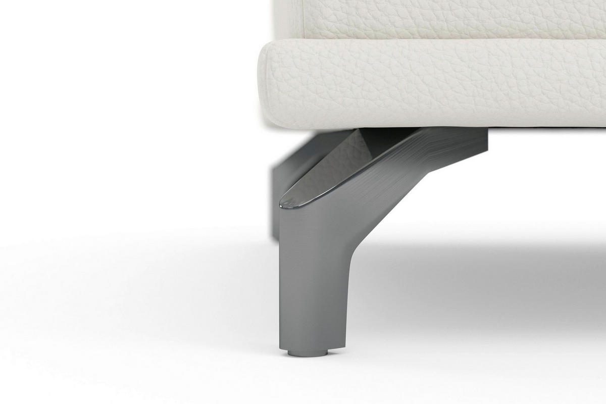 HOCKER COSTELLO E Echtleder Weiß  - Schwarz/Weiß, Basics, Leder/Metall (133/47/72cm) - Sit & More