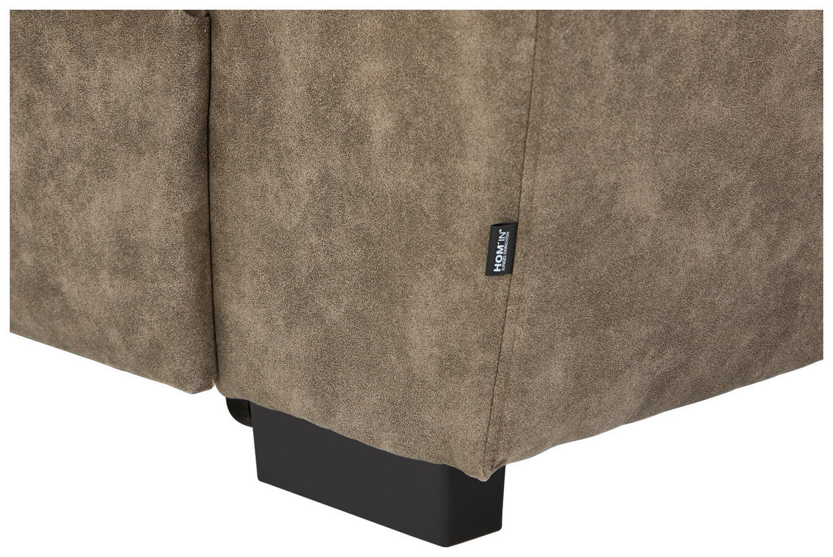 ECKSOFA Taupe Lederlook  - Taupe/Schwarz, Design, Kunststoff/Textil (230/263cm) - Hom`in