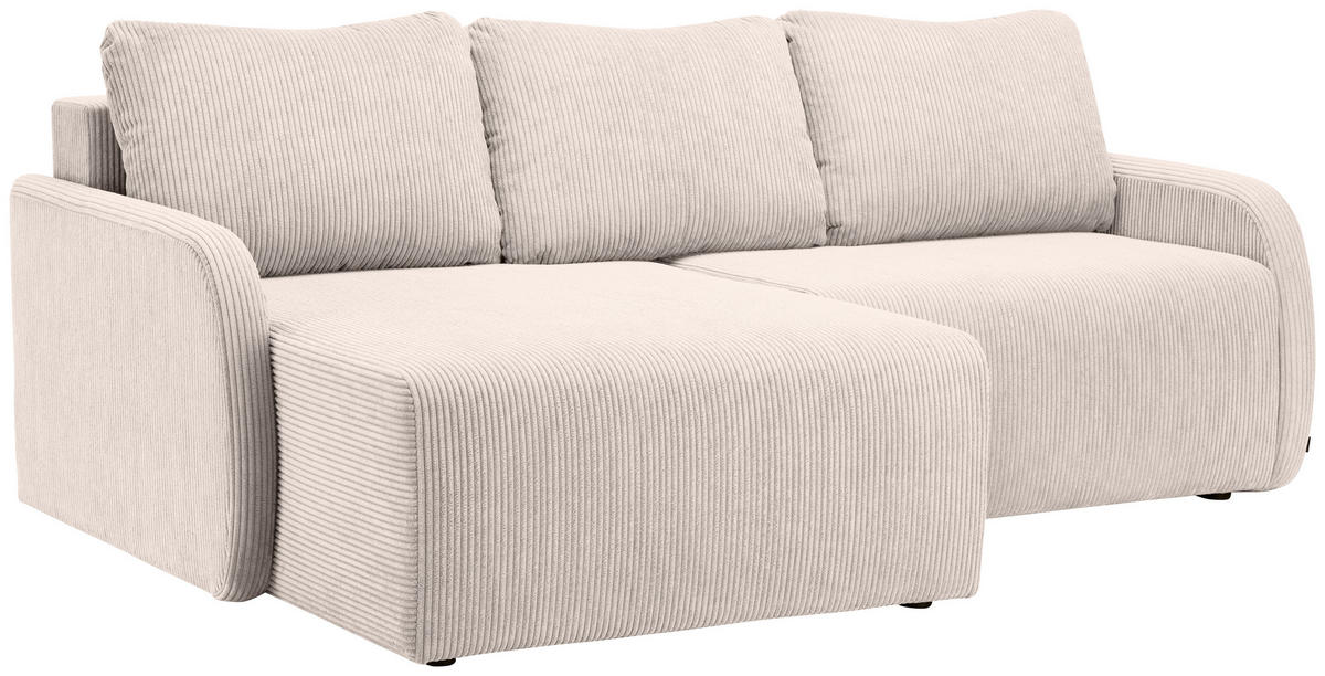 SEDEŽNA GARNITURA, rebrasti žamet naravne barve  - črna/naravne barve, Konvencionalno, umetna masa/tekstil (217/146cm) - Carryhome