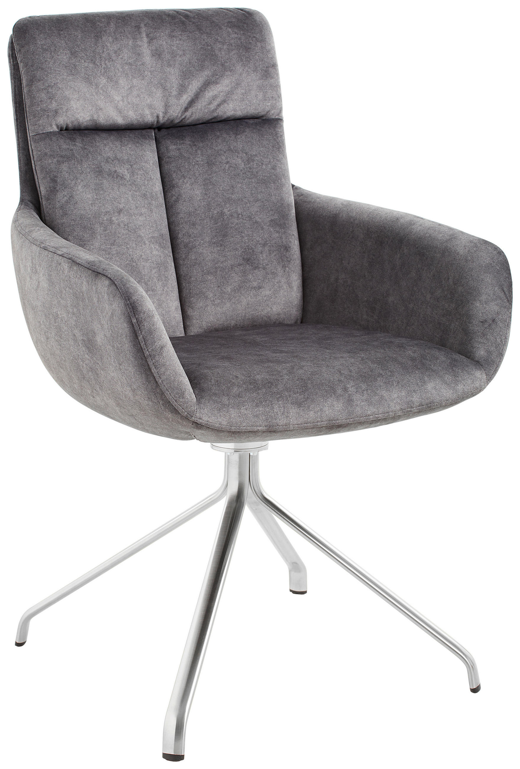 ARMLEHNSTUHL drehbar  in Stahl Velours  - Edelstahlfarben/Anthrazit, Design, Textil/Metall (61/90/64cm) - Venjakob