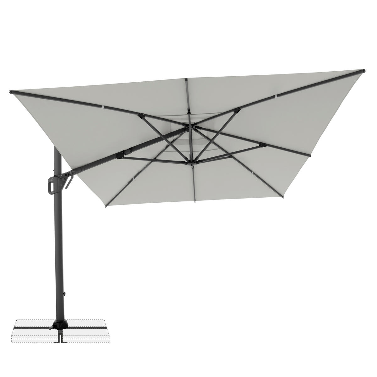 AMPELSCHIRM 300 x 400 cm Hellgrau  - Anthrazit/Hellgrau, Basics, Textil/Metall (400/300cm) - Doppler