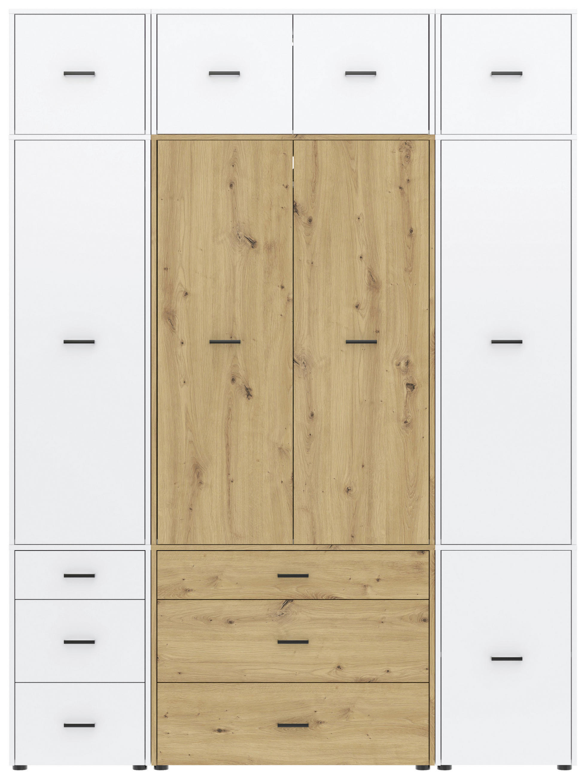 Drehtürenschrank M. Schubladen 180 Cm Kivo, Weiß/eiche