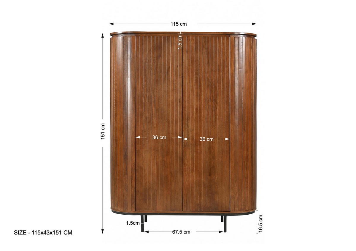 HIGHBOARD , 115/151/43 cm,  - Schwarz/Naturfarben, Design, Holz/Metall (115/151/43cm) - MID.YOU