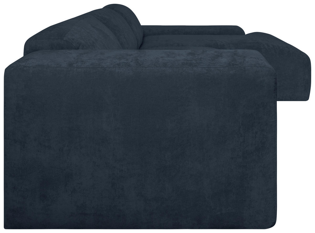 ECKSOFA HANNAH Blau Cord  - Blau/Schwarz, Design, Kunststoff/Textil (343/170cm) - MID.YOU