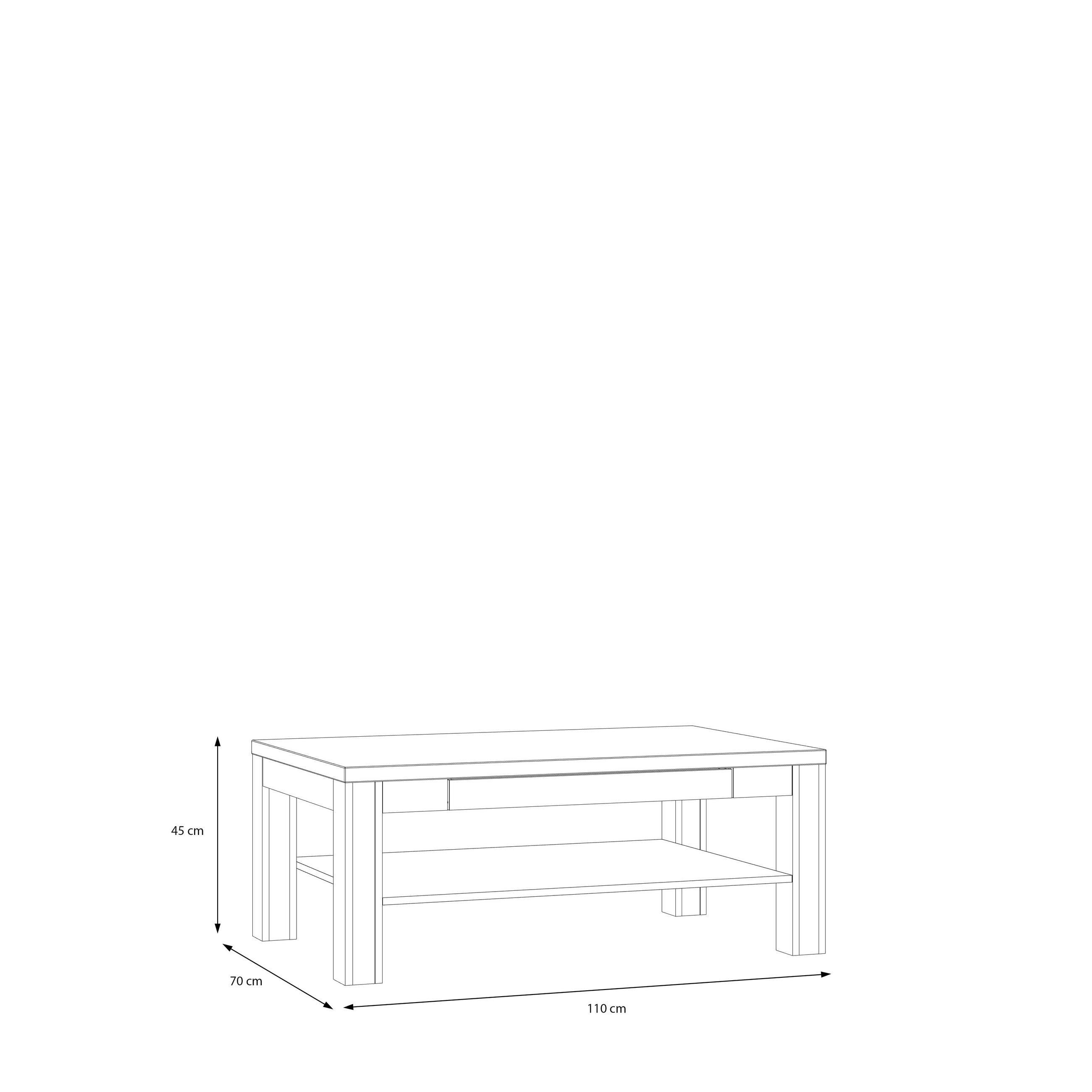 KLUBSKA MIZA, 110/45/70 cm barve hrasta  - barve hrasta, Moderno, leseni material (110/45/70cm) - Hom`in