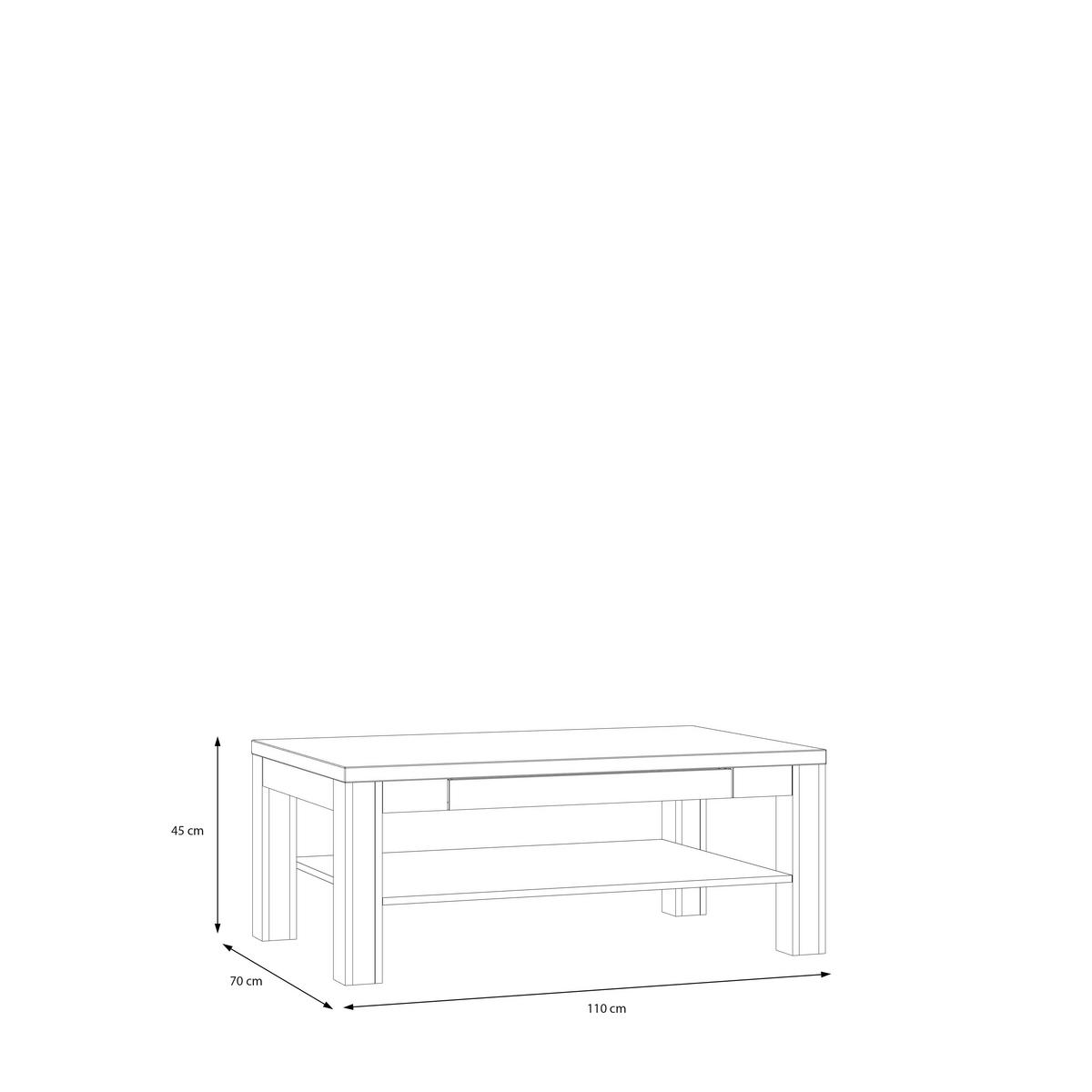 KLUBSKA MIZA, 110/45/70 cm barve hrasta  - barve hrasta, Moderno, leseni material (110/45/70cm) - Hom`in