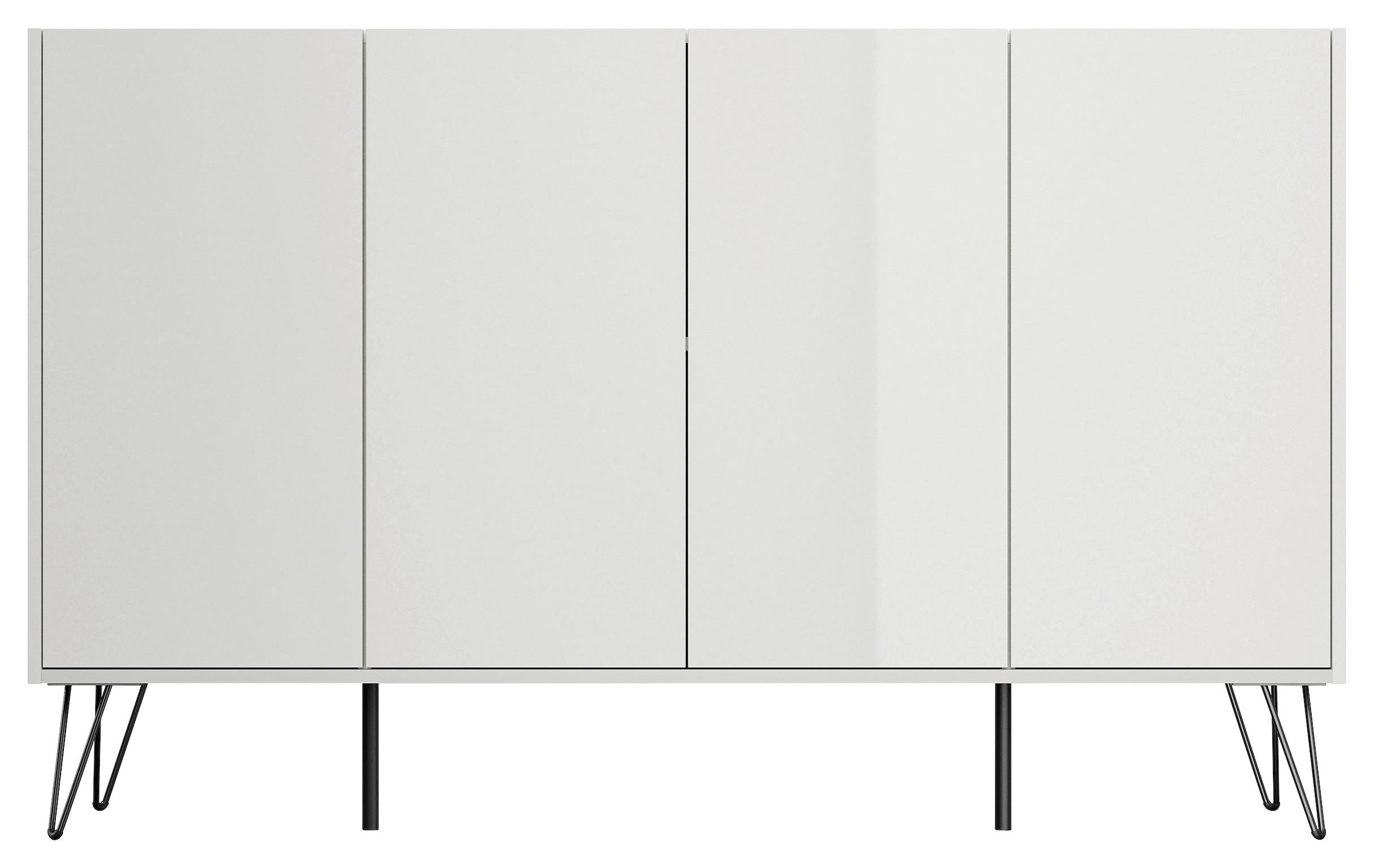 SIDEBOARD Posseik Industrial 155/93,6/42 cm  - Weiß Hochglanz/Schwarz, Design, Holzwerkstoff/Metall (155/93,6/42cm) - P & B