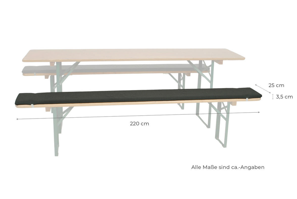 BIERBANKAUFLAGE Uni  - Anthrazit, Basics, Textil (220/4/25cm)
