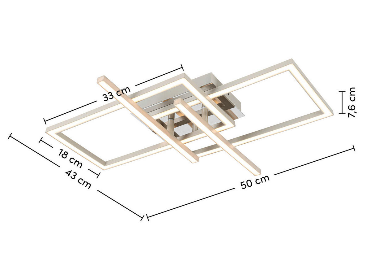 LED-DECKENLEUCHTE 24 W    50/43/7,6 cm  - Sandfarben/Chromfarben, Basics, Kunststoff/Metall (50/43/7,6cm) - Novel
