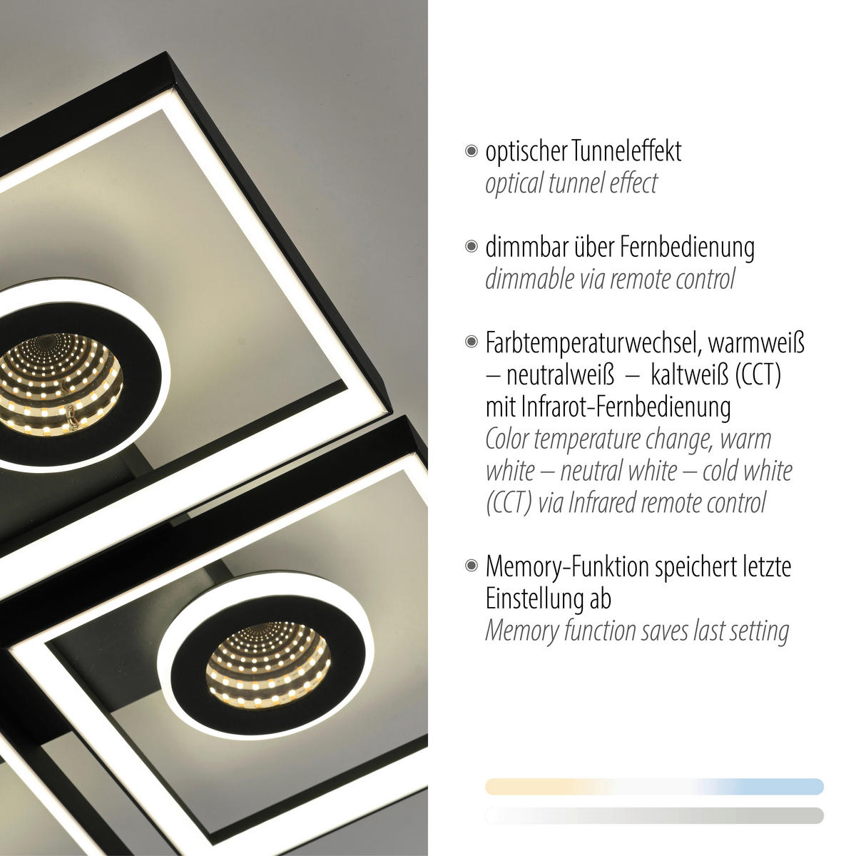 LED-DECKENLEUCHTE 53/53/6,2 cm   - Schwarz, Design, Kunststoff/Metall (53/53/6,2cm)