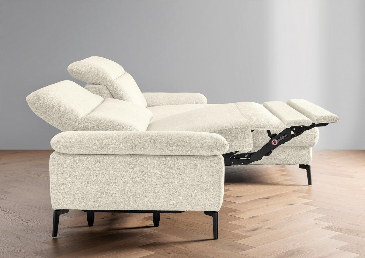 ECKSOFA Struktur Creme  - Creme/Schwarz, Konventionell, Textil/Metall (300/178cm) - Livetastic