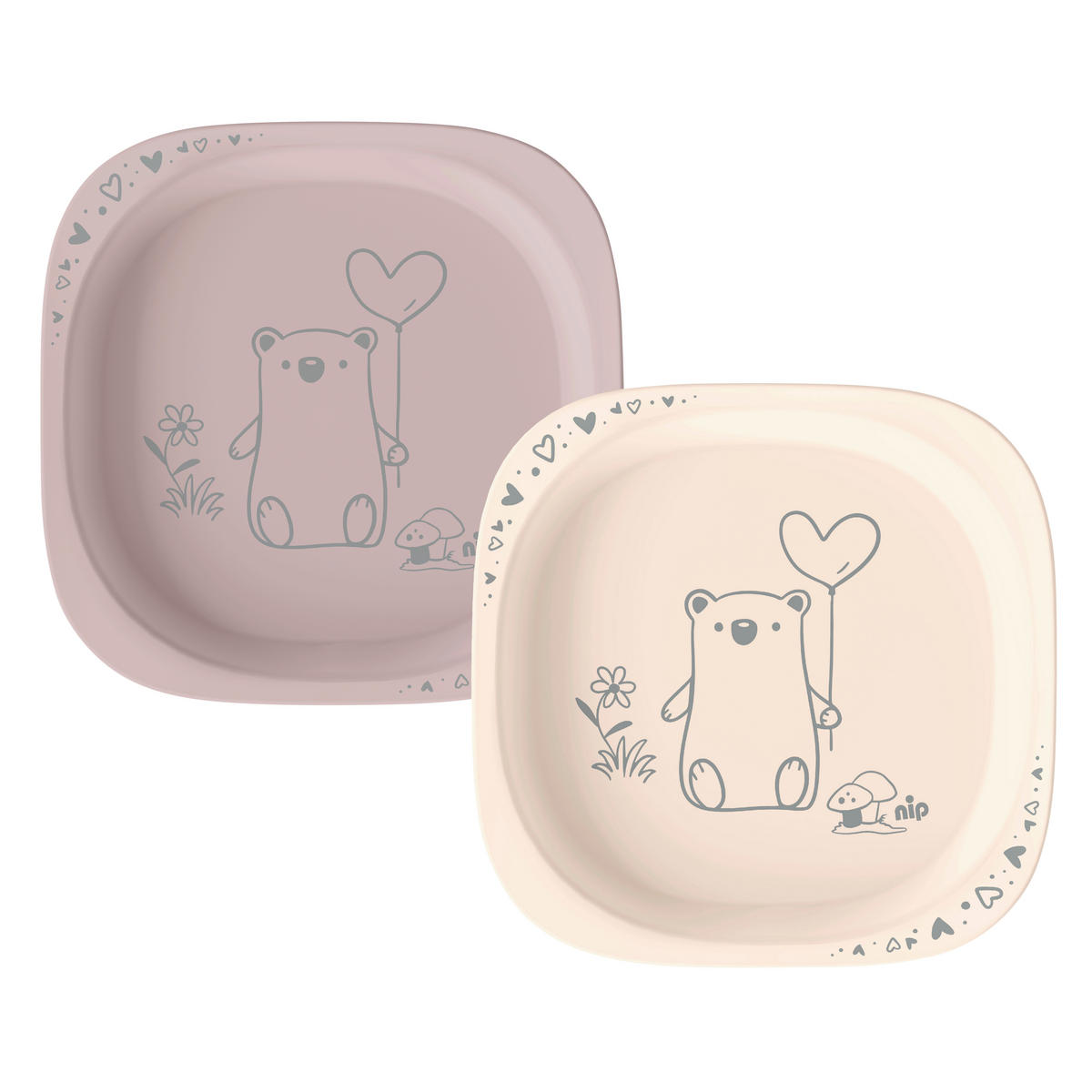 DĚTSKÝ TALÍŘ - světle růžová, Basics, přírodní materiály (19/22/2,7cm)