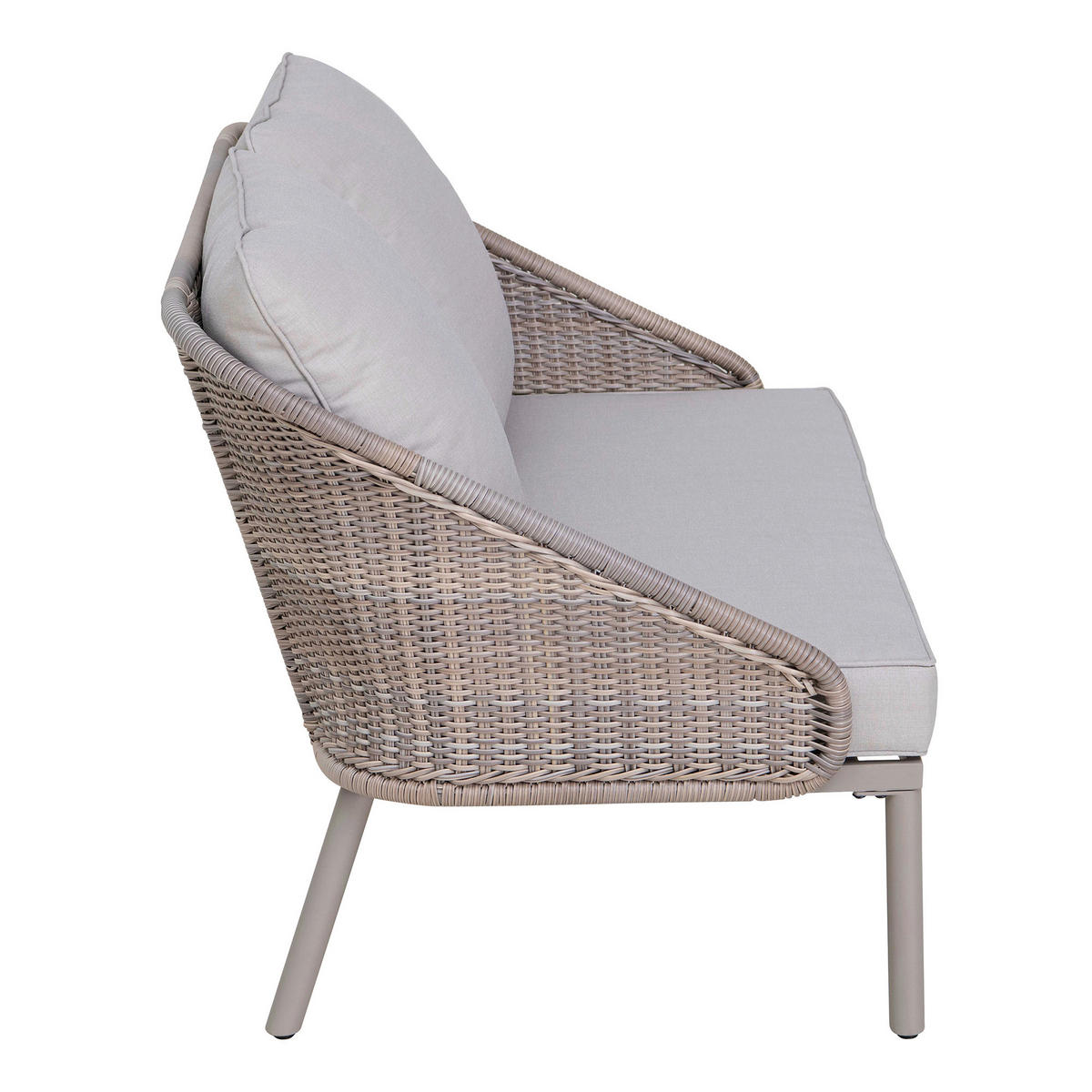 DOPPELLIEGE 142/82/128 cm Rattan  - Naturfarben/Grau, Basics, Holz/Kunststoff (142/82/128cm) - Modante