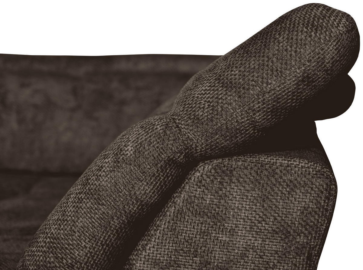 WOHNLANDSCHAFT in Struktur Mokka  - Schwarz/Mokka, KONVENTIONELL, Textil/Metall (188/357/253cm) - Carryhome