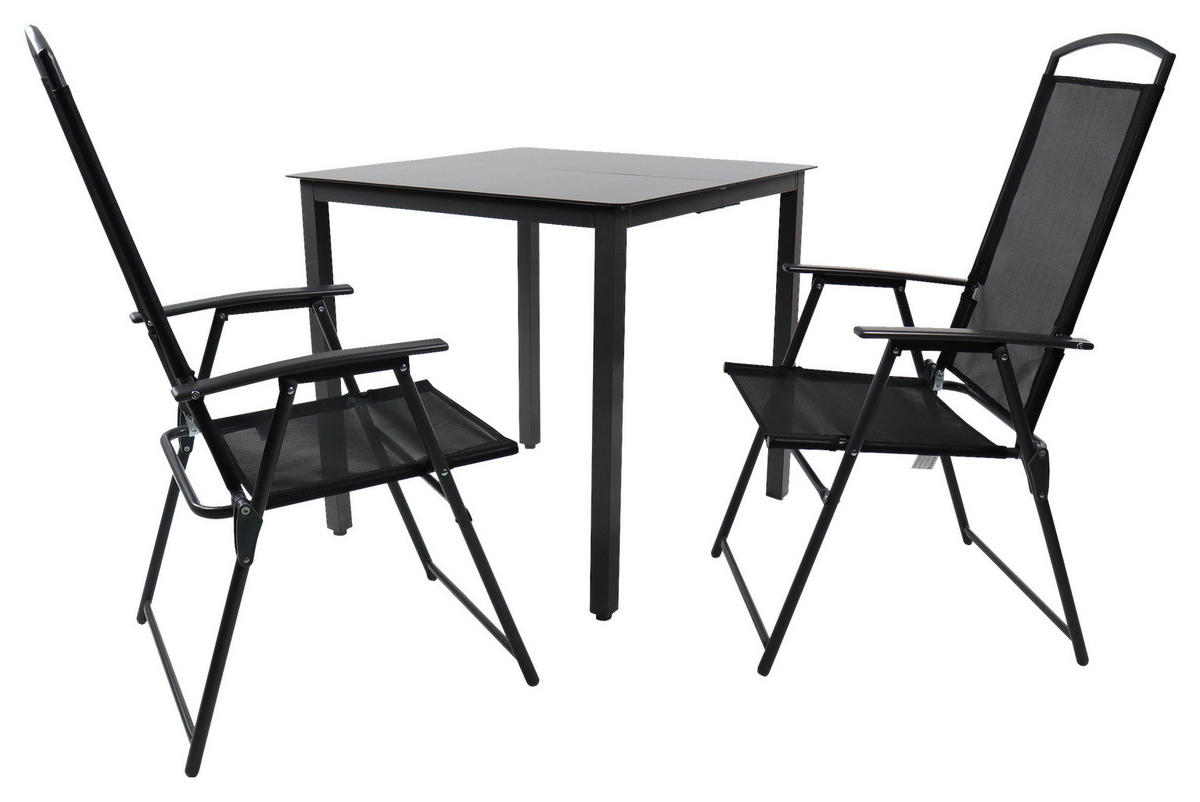 GARTENTISCHGRUPPE  - Anthrazit/Schwarz, Basics, Glas/Metall - Gardenson