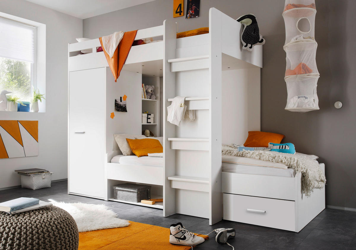 ETAGENBETT - Weiß, KONVENTIONELL, Holzwerkstoff (90/200cm) - Carryhome