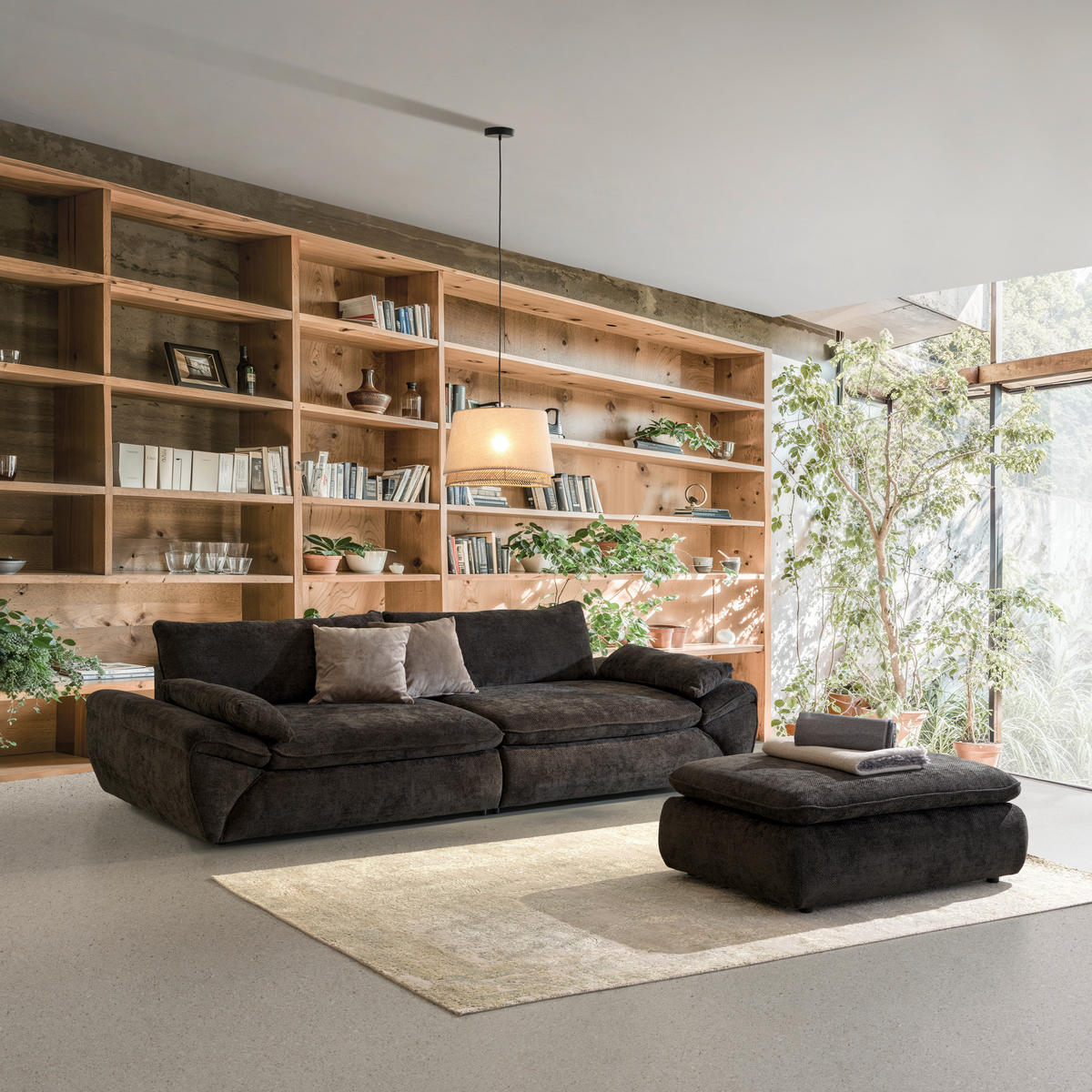 BIG SOFFA i struktur svart  - svart, Klassisk, textil/plast (302/80/120cm) - MID.YOU