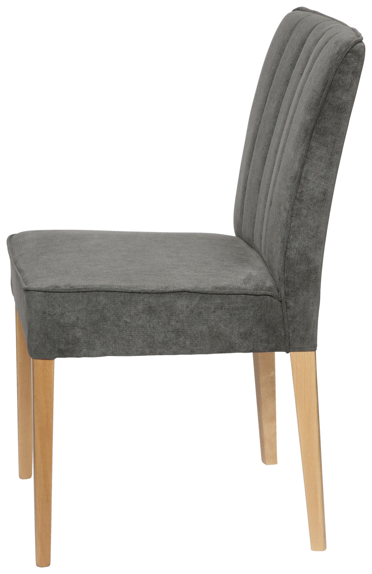STUHL Webstoff Dunkelgrau  - Dunkelgrau/Buchefarben, KONVENTIONELL, Holz/Textil (47/88/61cm) - Carryhome