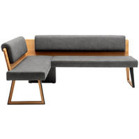 ECKBANK 165/215 cm Mikrofaser Dunkelgrau, Wildeiche Wildeiche massiv   - Wildeiche/Dunkelgrau, Design, Holz/Textil (165/215cm) - Venda