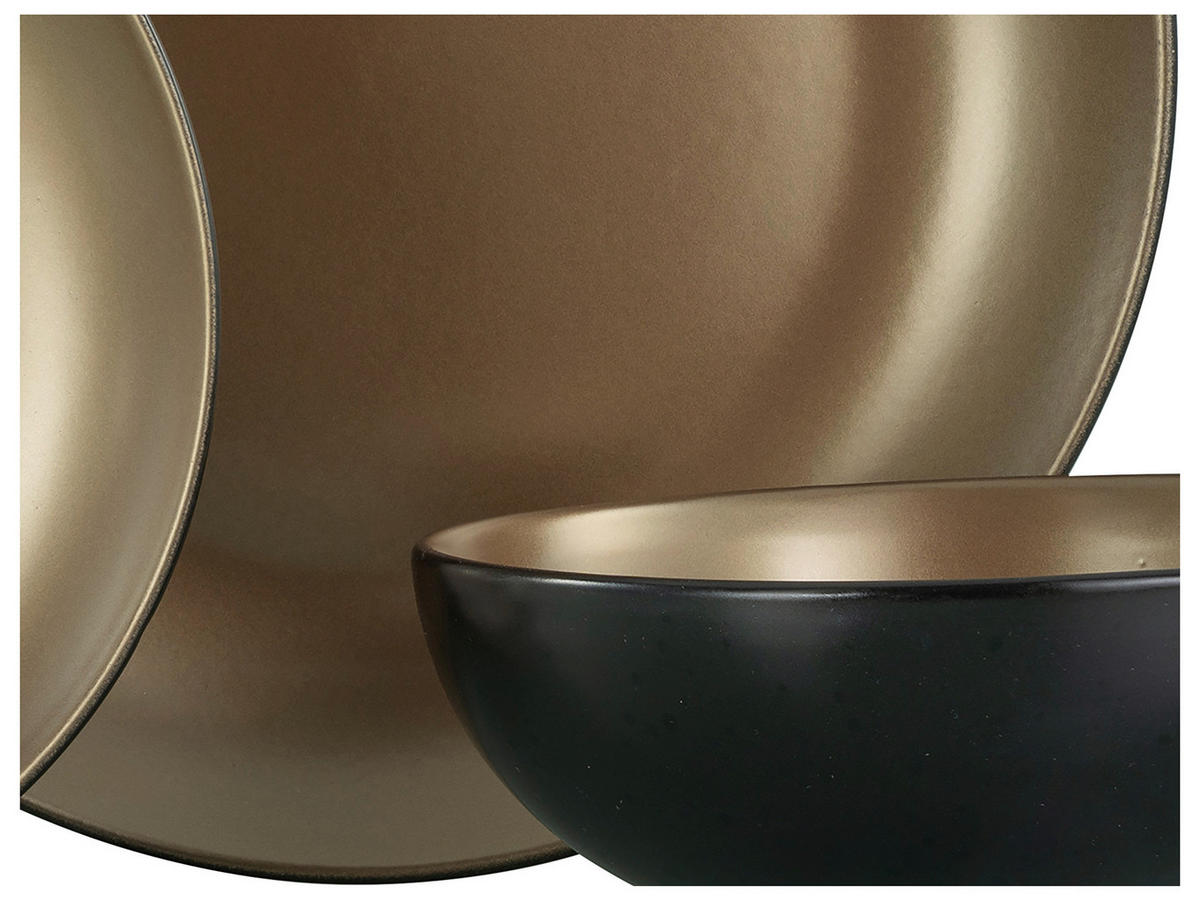 TAFELSERVICE Glamour Gold 12-teilig  - Goldfarben/Schwarz, Keramik (31,5/31/38cm) - Creatable
