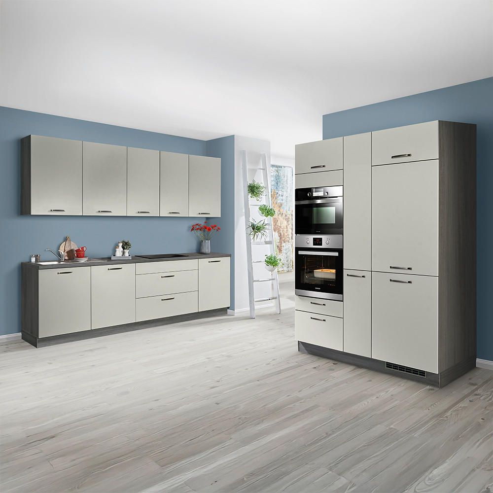 KUCHYNSKÝ BLOK - sivý dub/farba ušľachtilej ocele, Modern, kov (280/150cm) - Express-Kuechen