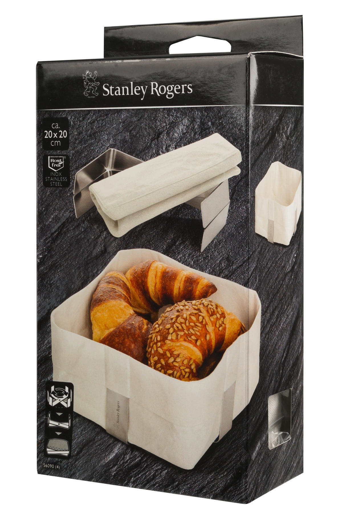 KOŠÍK NA CHLIEB - sivohnedá/béžová, Basics, kov/textil (20/10/20cm) - Stanley Rogers