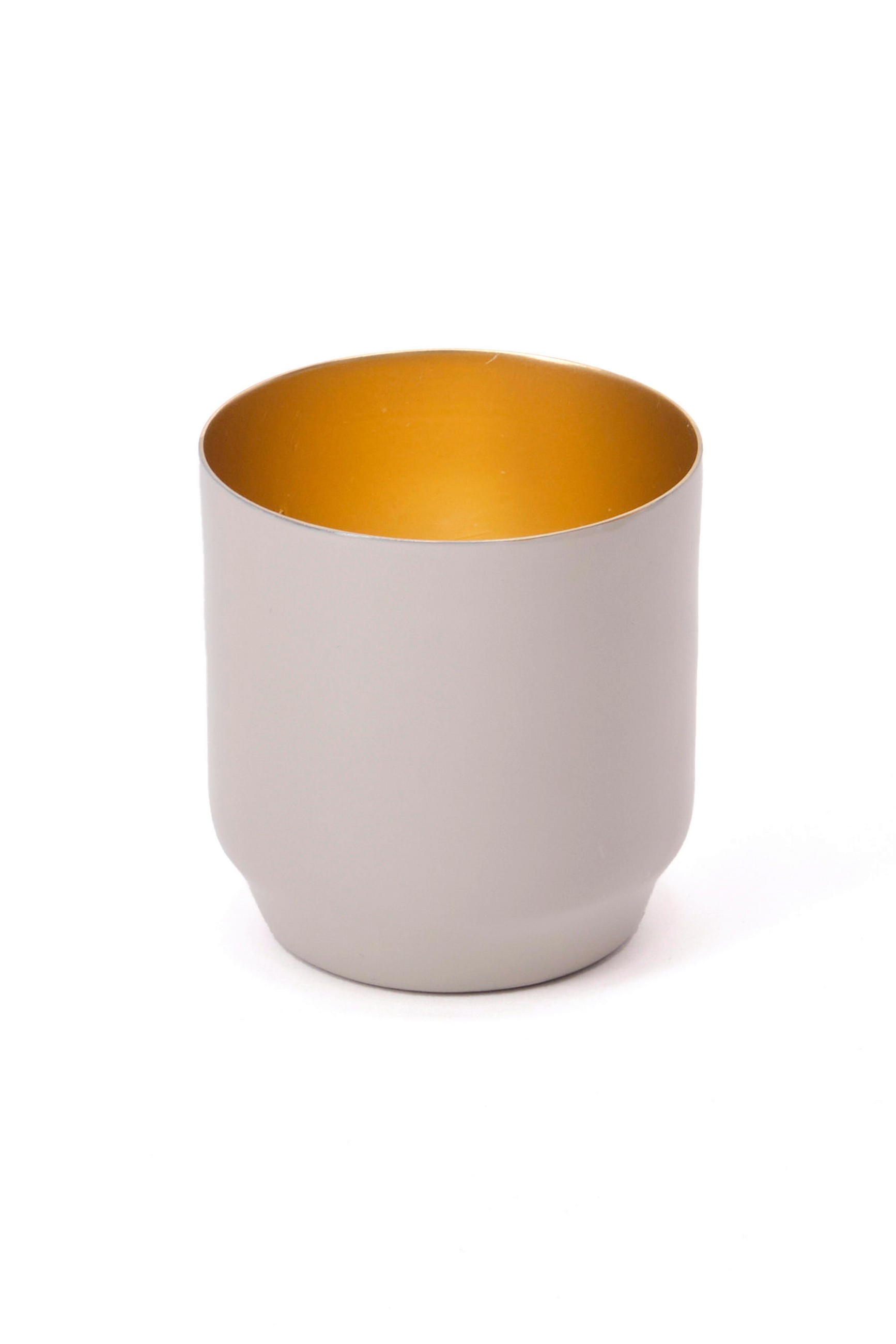 TEELICHTHALTER  - Greige/Goldfarben, Basics, Metall (7/8cm)
