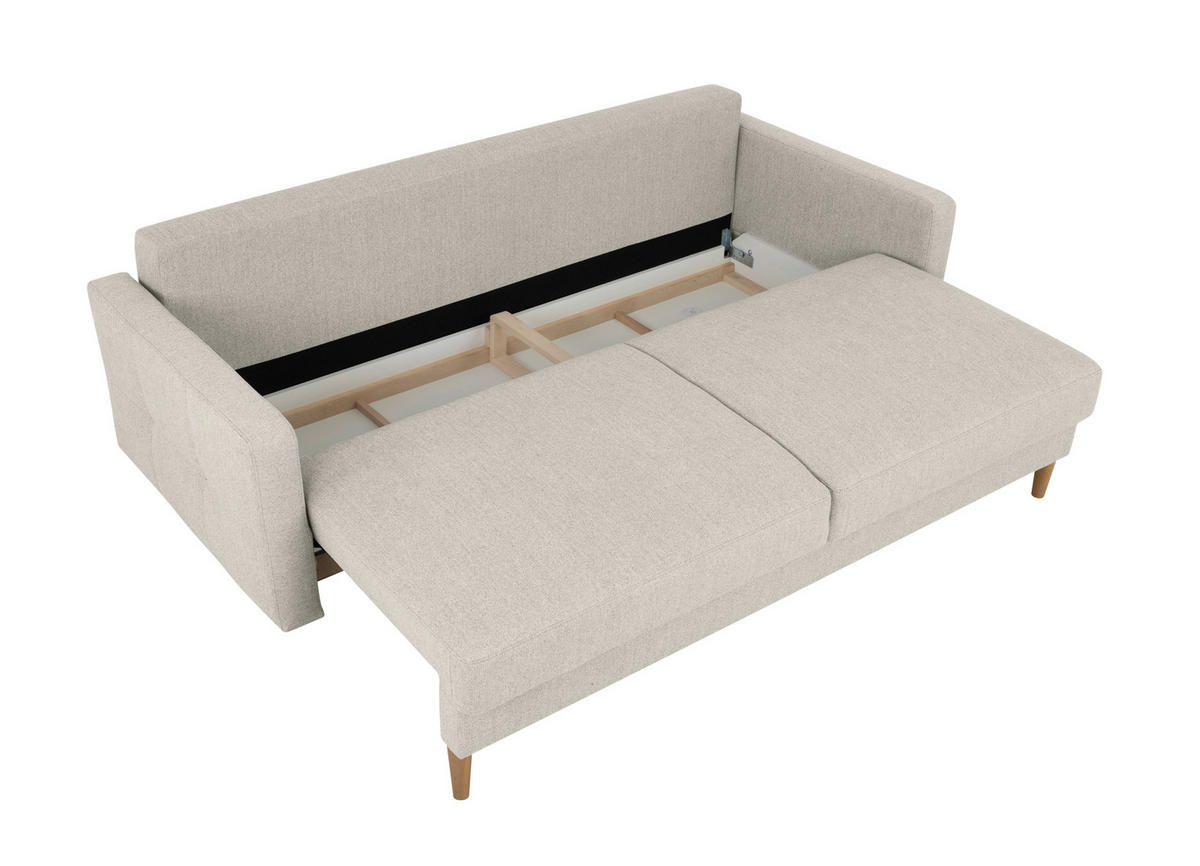 SCHLAFSOFA in Hellgrau  - Buchefarben/Hellgrau, Design, Holz/Textil (222/93/99cm) - MID.YOU