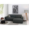 ECKSOFA in Struktur Anthrazit  - Anthrazit/Schwarz, Modern, Kunststoff/Textil (246/162cm) - Trendmanufaktur