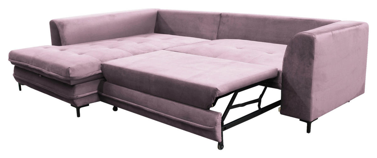 ECKSOFA in Velours Beere  187/277 cm  - Beere/Beige, Design, Textil/Metall (187/277cm) - Livetastic