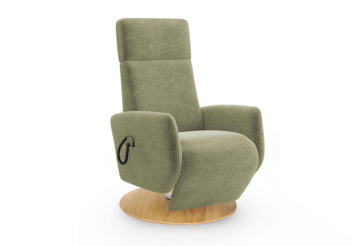 RELAXSESSEL Flachgewebe Aufstehhilfe    - Eichefarben/Hellgrün, KONVENTIONELL, Holz/Textil (71/110/82cm) - Sit & More