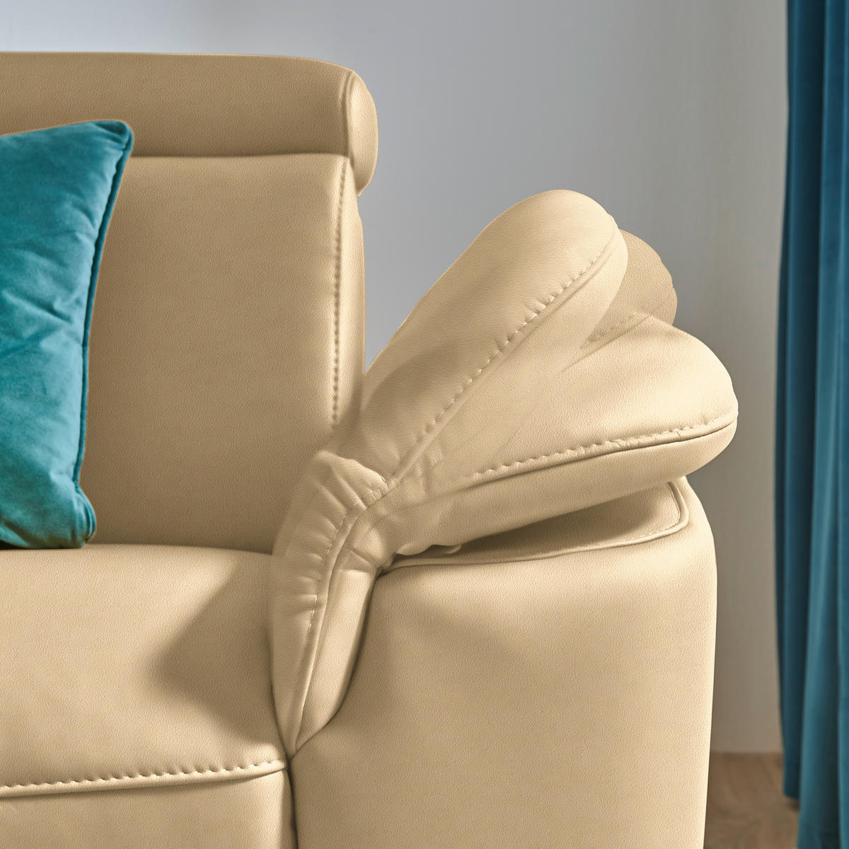 ECKSOFA in Echtleder Beige  - Beige/Schwarz, Design, Leder/Metall (239/285cm) - Cantus