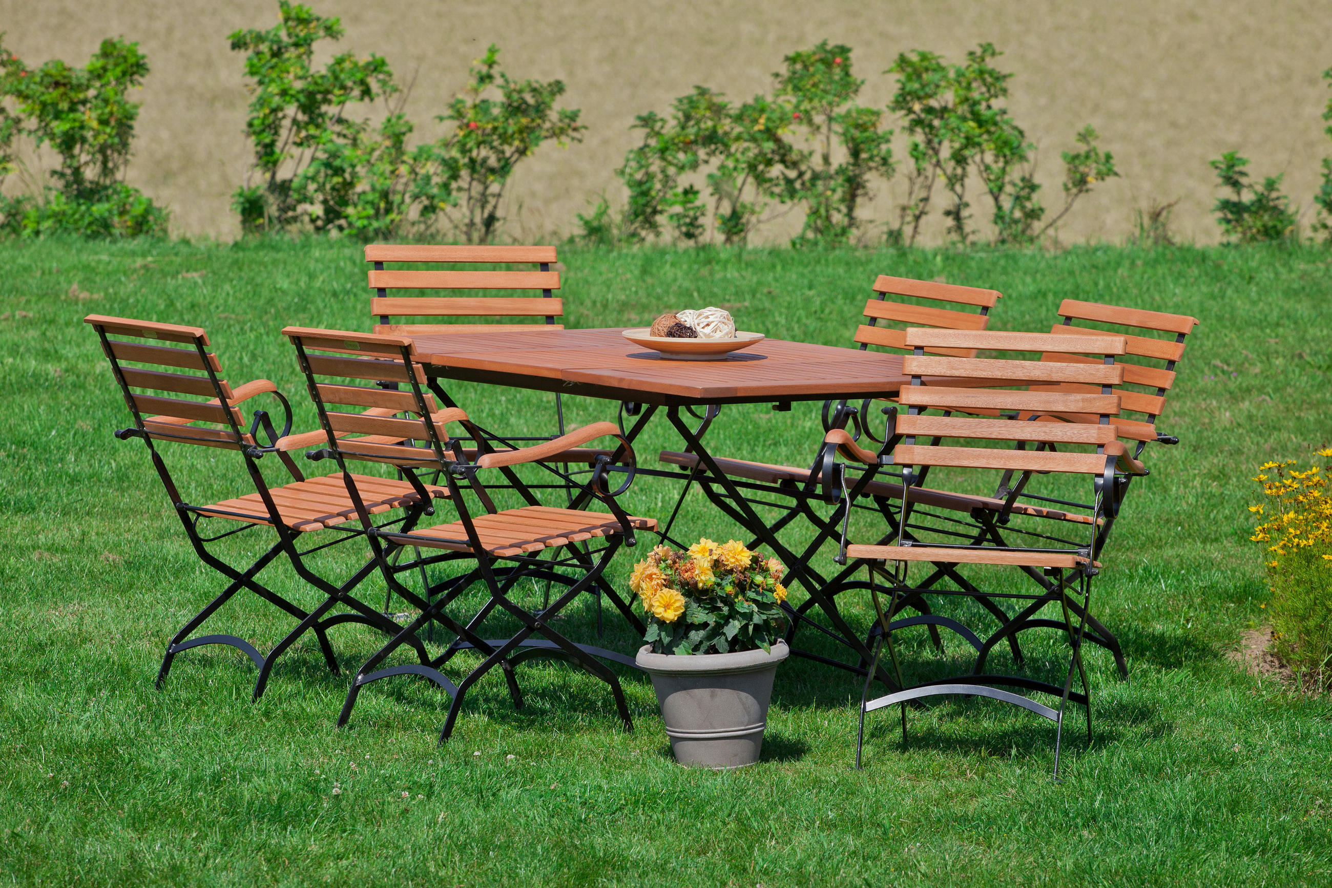 VRTNA GARNITURA Schlossgarten  jeklo  naravne barve, črna  naravne barve, črna    - črna/naravne barve, Romantika, kovina/les - Ambia Garden