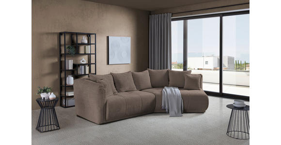 ECKSOFA in Chenille Taupe  - Taupe/Schwarz, MODERN, Kunststoff/Textil (315/180cm) - Hom`in