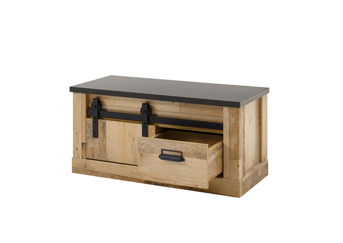 GARDEROBENBANK  in 93/46/43 cm  - Anthrazit/Schwarz, Design, Holzwerkstoff/Metall (93/46/43cm) - Modante