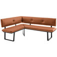 ECKBANK 150/190 cm  in Cognac  - Cognac/Schwarz, MODERN, Textil/Metall (150/190cm) - Cantus