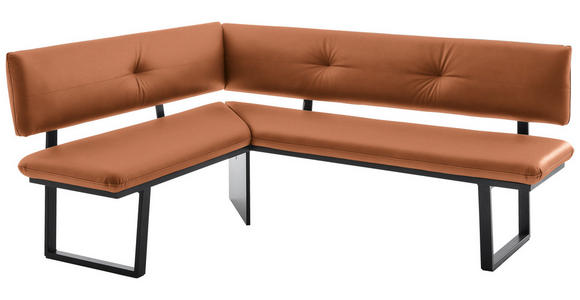 ECKBANK 150/190 cm  in Cognac  - Cognac/Schwarz, MODERN, Textil/Metall (150/190cm) - Cantus