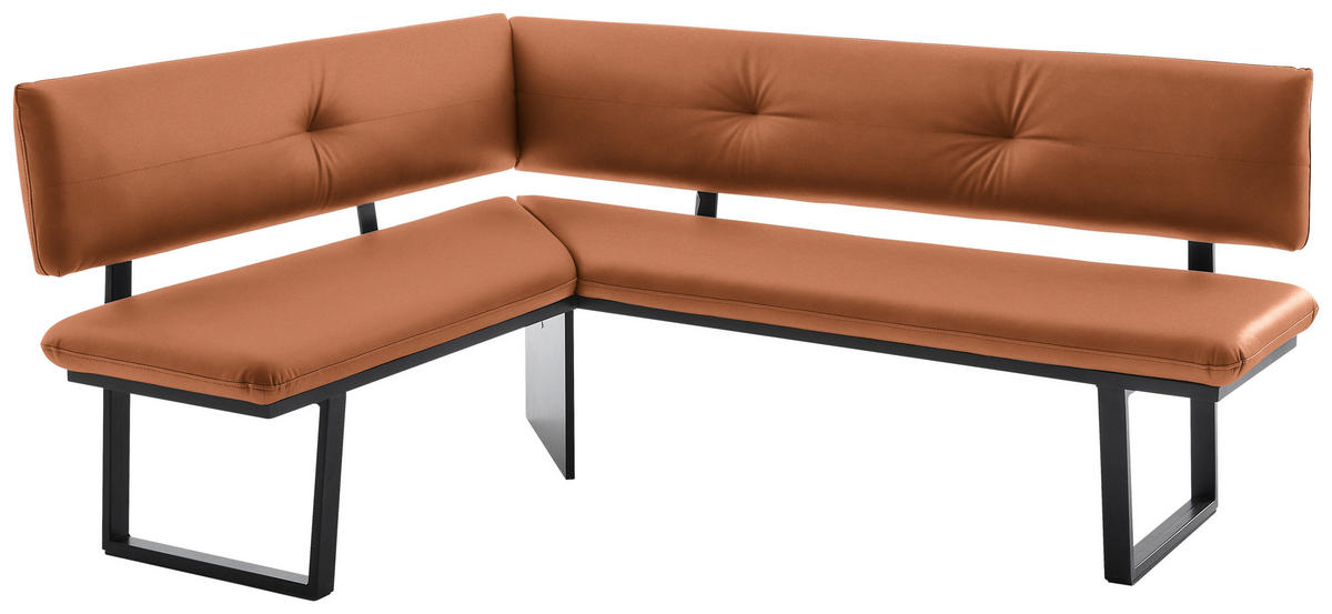 ECKBANK 165/205 cm  in Schwarz, Cognac  - Cognac/Schwarz, MODERN, Textil/Metall (165/205cm) - Cantus