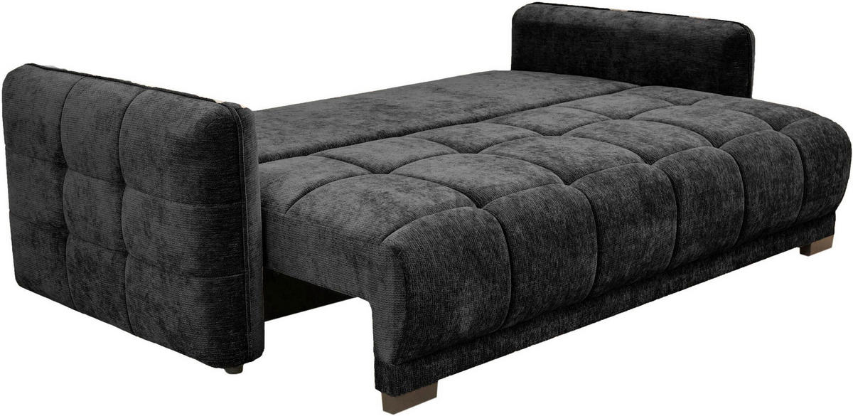 BOXSPRINGSOFA Chenille Anthrazit  inkl. Zierkissen, Rückenkissen, Bettkasten, Schlaffunktion  - Anthrazit/Schwarz, KONVENTIONELL, Kunststoff/Textil (235/94/103cm) - Novel