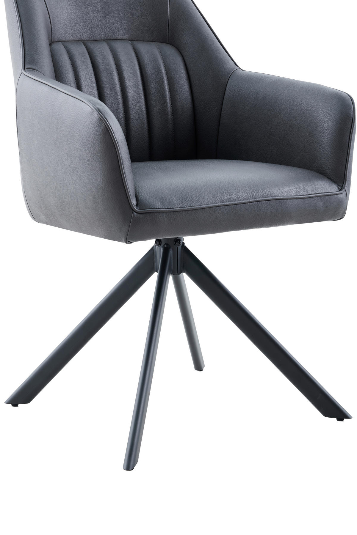 ARMLEHNSTUHL-SET 2 Stück erweiterbar, inklusive Armlehnen Lederlook  - Anthrazit/Schwarz, MODERN, Textil/Metall (62/92/67cm) - MID.YOU