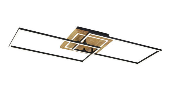 LED-DECKENLEUCHTE 86/46/11 cm - Schwarz/Naturfarben, Trend, Holz/Kunststoff (86/46/11cm) - Novel