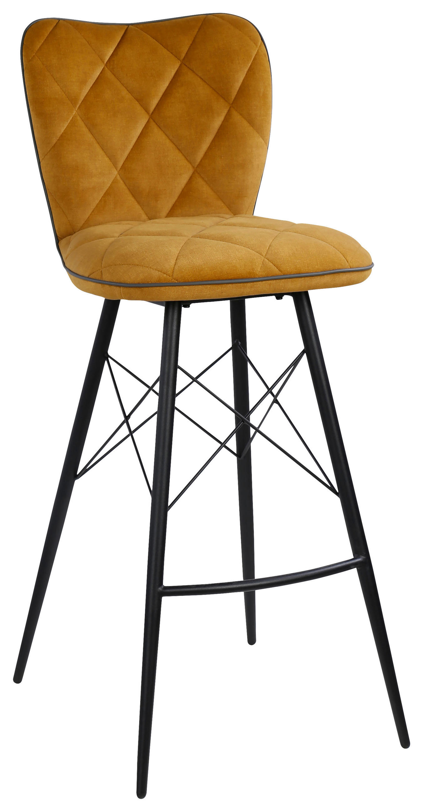 BARSKI STOL, rumena  - rumena/črna, Design, kovina/tekstil (44/107/53cm) - Hom`in